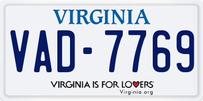 VA license plate VAD7769