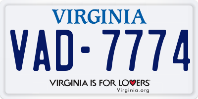 VA license plate VAD7774