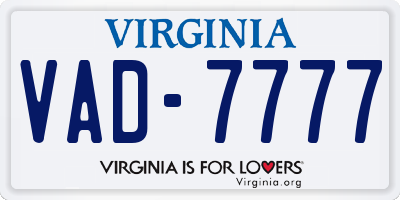 VA license plate VAD7777