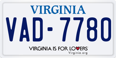 VA license plate VAD7780