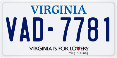 VA license plate VAD7781