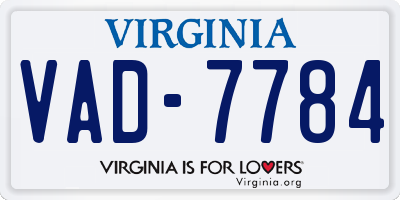 VA license plate VAD7784