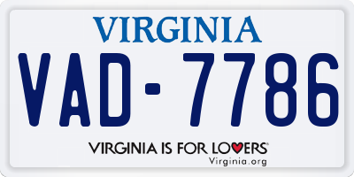 VA license plate VAD7786