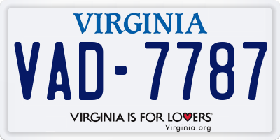 VA license plate VAD7787