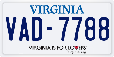 VA license plate VAD7788