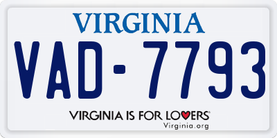VA license plate VAD7793