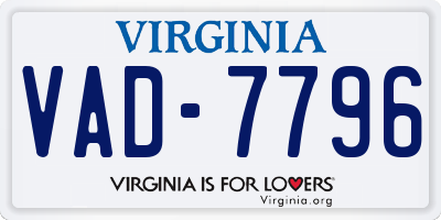 VA license plate VAD7796
