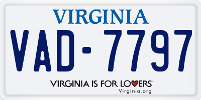 VA license plate VAD7797