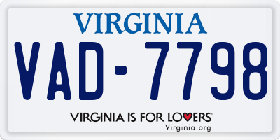 VA license plate VAD7798