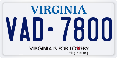 VA license plate VAD7800