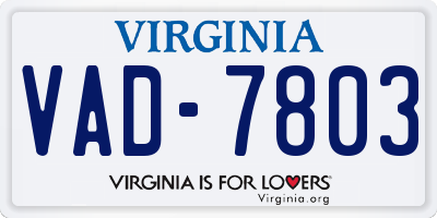 VA license plate VAD7803