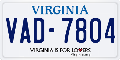 VA license plate VAD7804