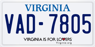 VA license plate VAD7805