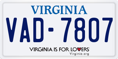 VA license plate VAD7807