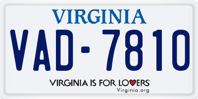 VA license plate VAD7810