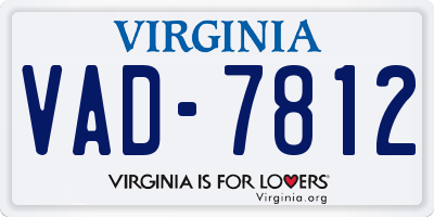 VA license plate VAD7812