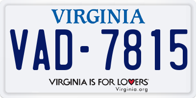 VA license plate VAD7815