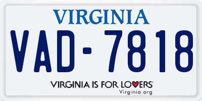 VA license plate VAD7818