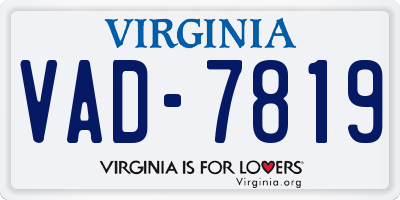 VA license plate VAD7819