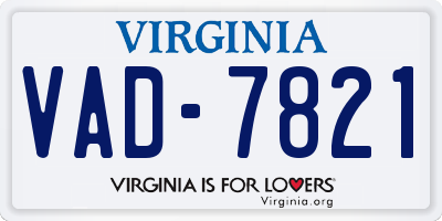 VA license plate VAD7821