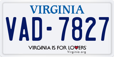 VA license plate VAD7827