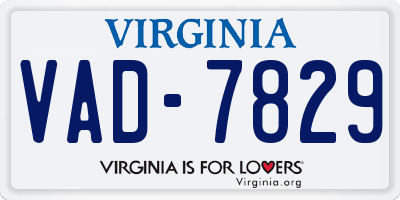 VA license plate VAD7829