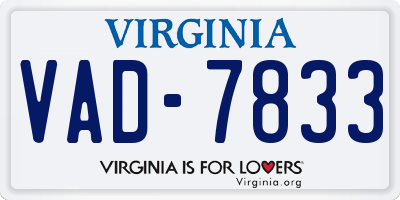 VA license plate VAD7833