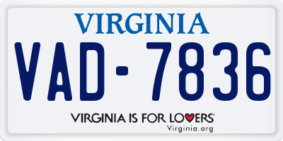 VA license plate VAD7836