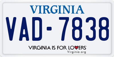 VA license plate VAD7838