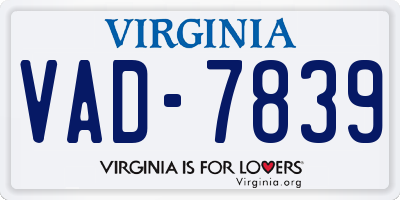 VA license plate VAD7839