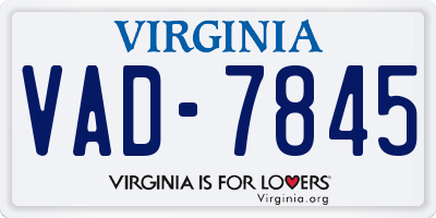 VA license plate VAD7845