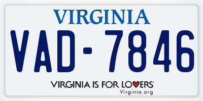 VA license plate VAD7846