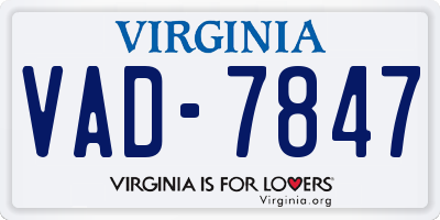 VA license plate VAD7847