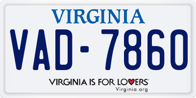 VA license plate VAD7860