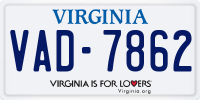 VA license plate VAD7862