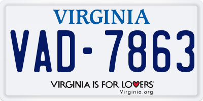 VA license plate VAD7863