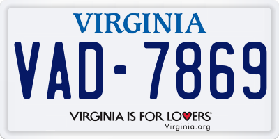 VA license plate VAD7869