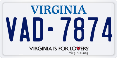 VA license plate VAD7874