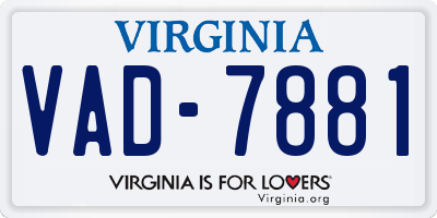 VA license plate VAD7881