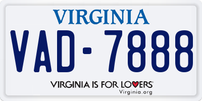 VA license plate VAD7888