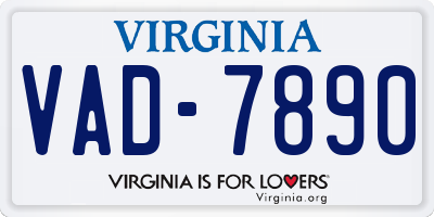 VA license plate VAD7890
