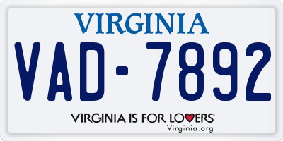 VA license plate VAD7892
