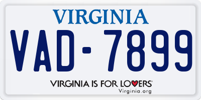 VA license plate VAD7899