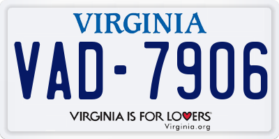 VA license plate VAD7906