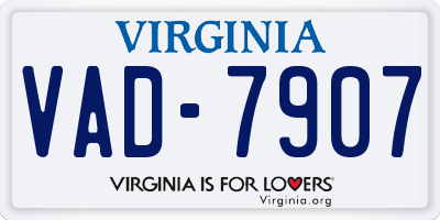 VA license plate VAD7907