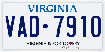 VA license plate VAD7910