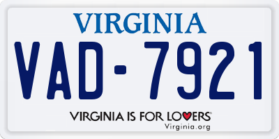 VA license plate VAD7921