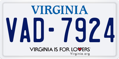 VA license plate VAD7924