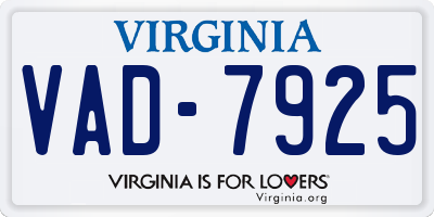VA license plate VAD7925
