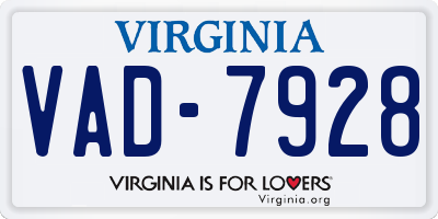 VA license plate VAD7928